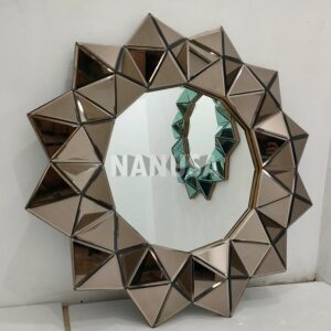 modern-wall-round-mirror-3D-diamond-brown